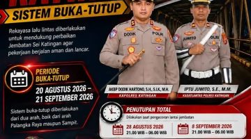 Jembatan Sei Katingan Diperbaiki, Arus Lalu Lintas Diberlakukan Sistem Buka-Tutup